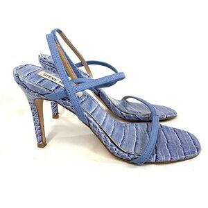 Steve Madden Stiletto Sandals Croc Embossed Vegan Leather Blue Sling Back Size 7